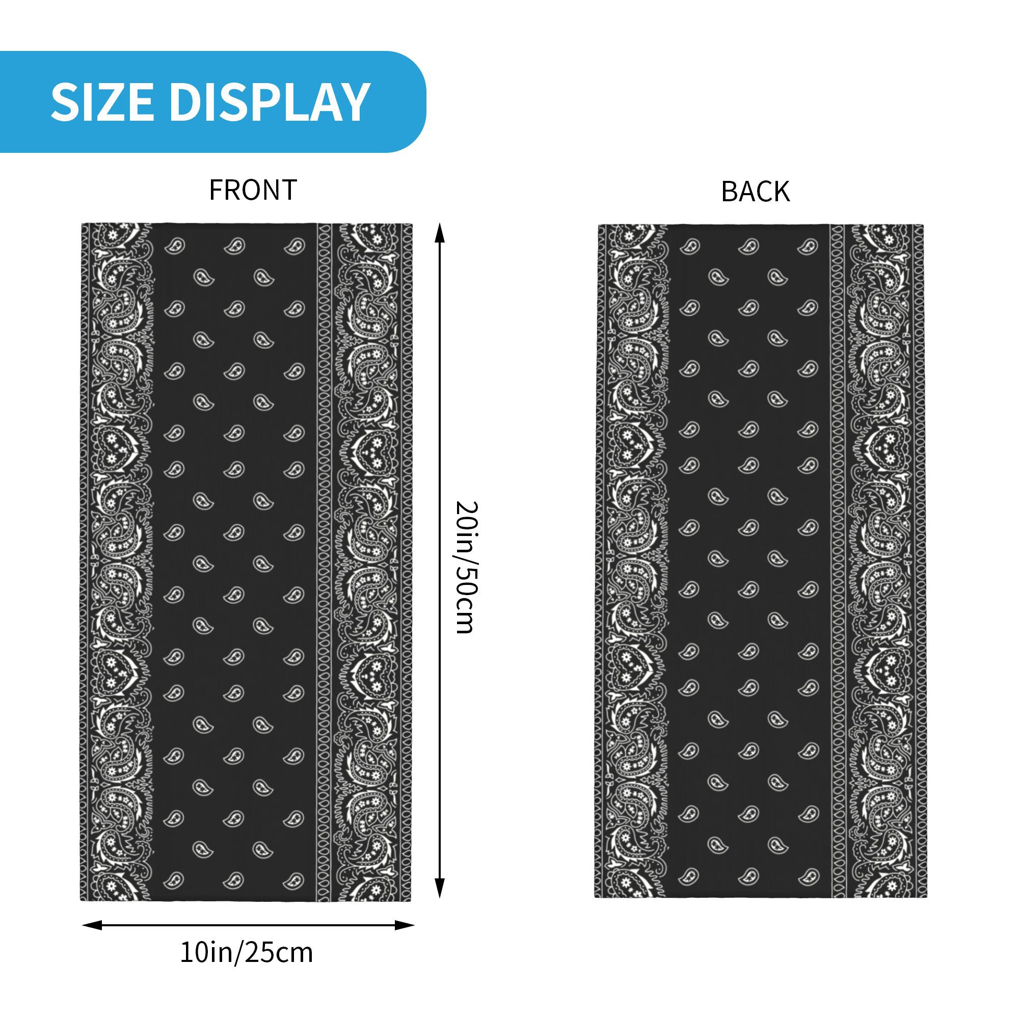 Custom Black And White Paisley - Bandana Blank White avis et prix