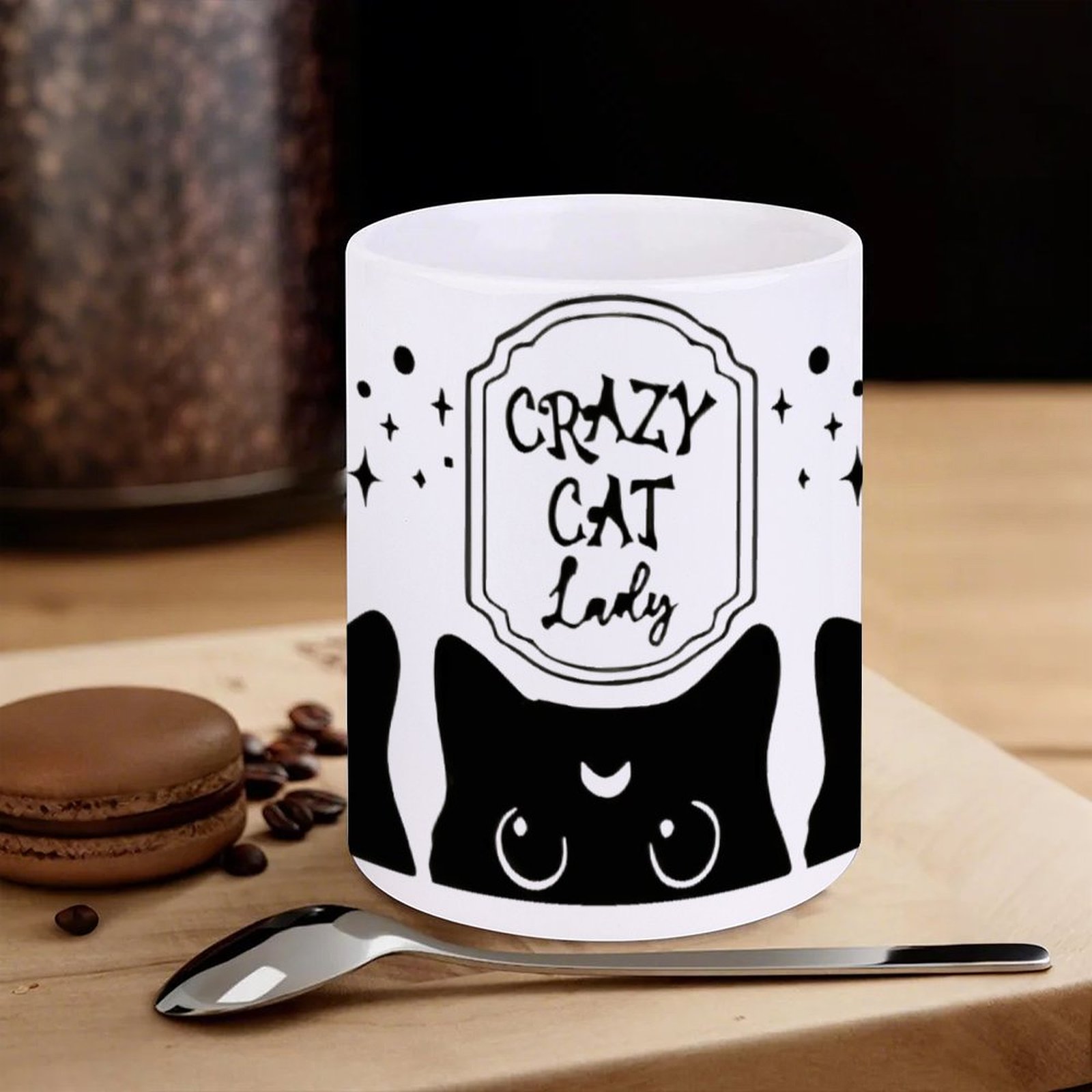 Three Black Cats With Crescent - Sublimation Mug White avis et prix