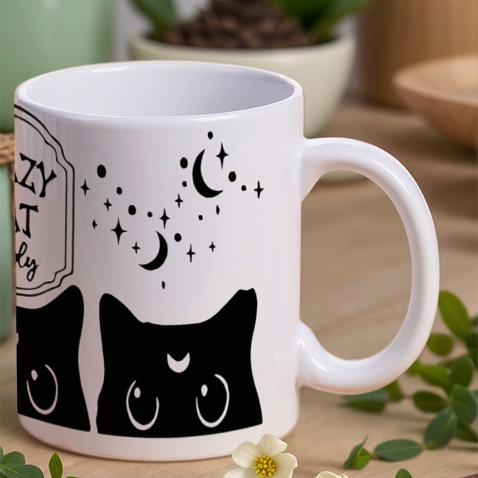 Three Black Cats With Crescent - Sublimation Mug White avis et prix