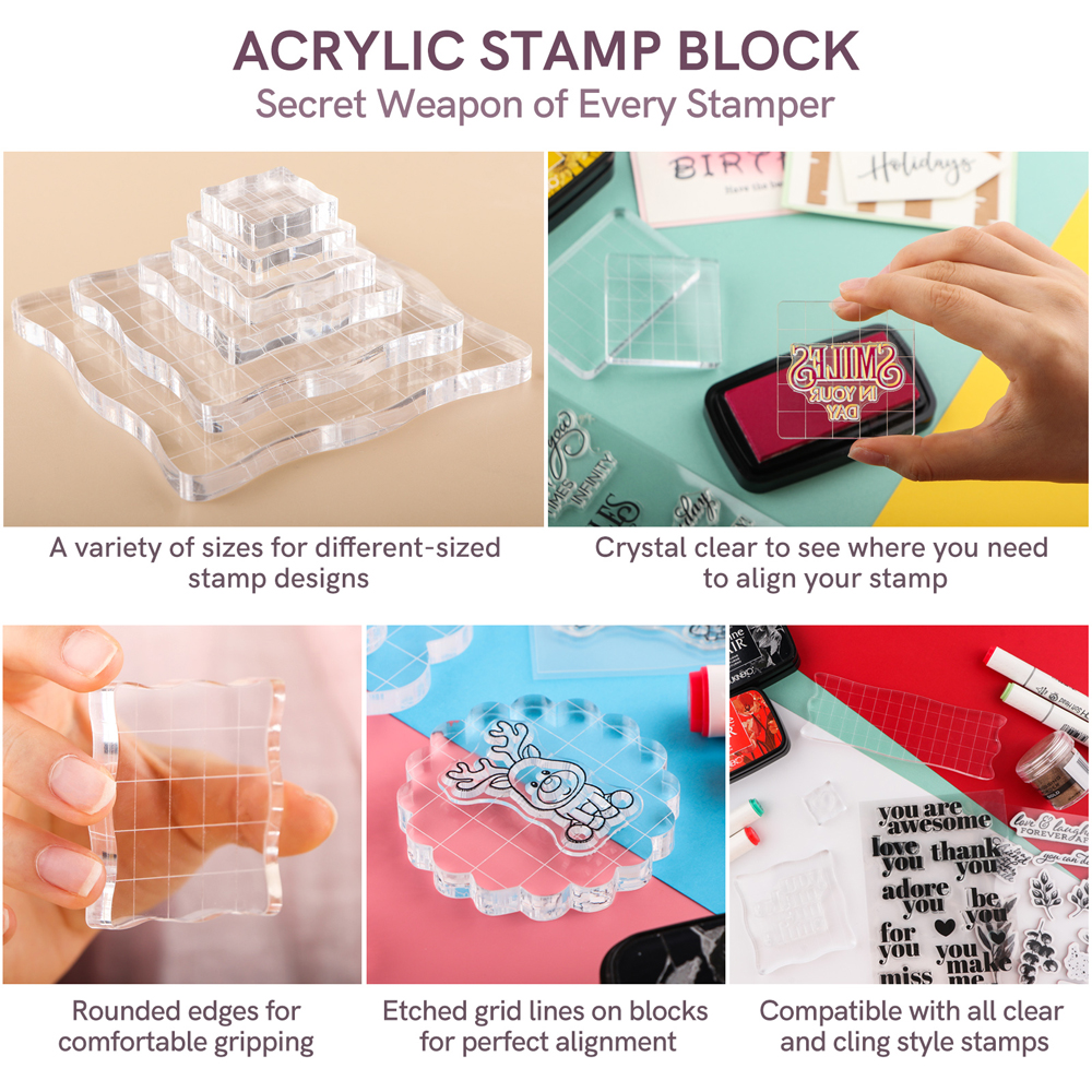 3pcs Clear Acrylic Stamp Block - Photo Acrylic Block avis et prix