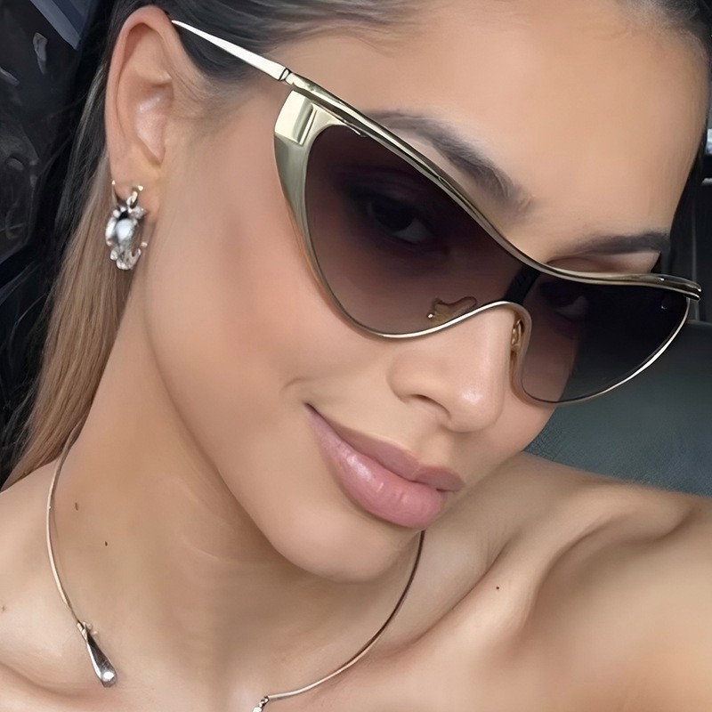 Rimless Y2K Style Sunglasses R - Metal Photo Panel avis et prix