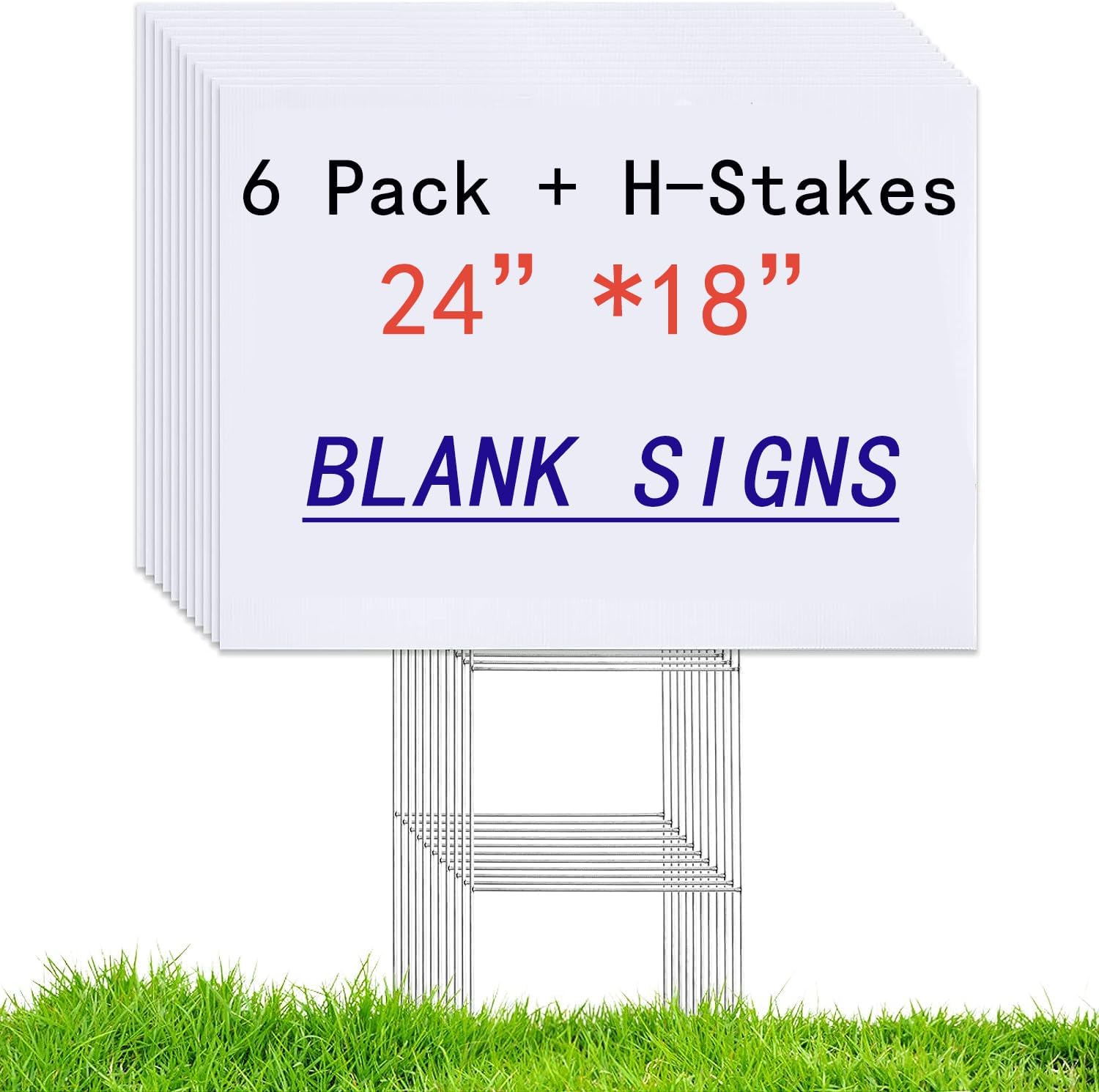 6 Pack 24x18 White Blank Lawn  - Yard Sign Blank avis et prix