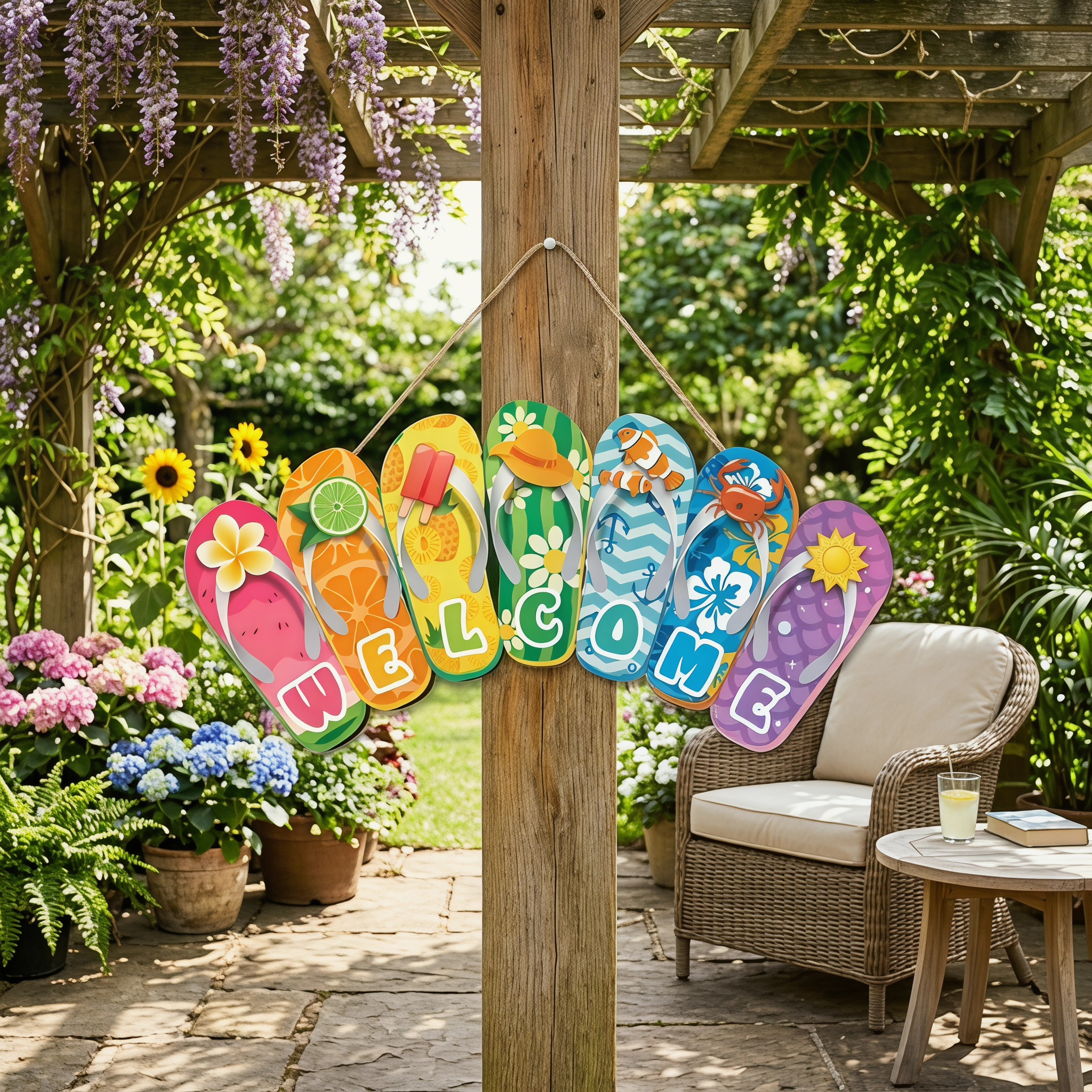 Hello Summer Felt Slippers Doo - Yard Sign Blank avis et prix