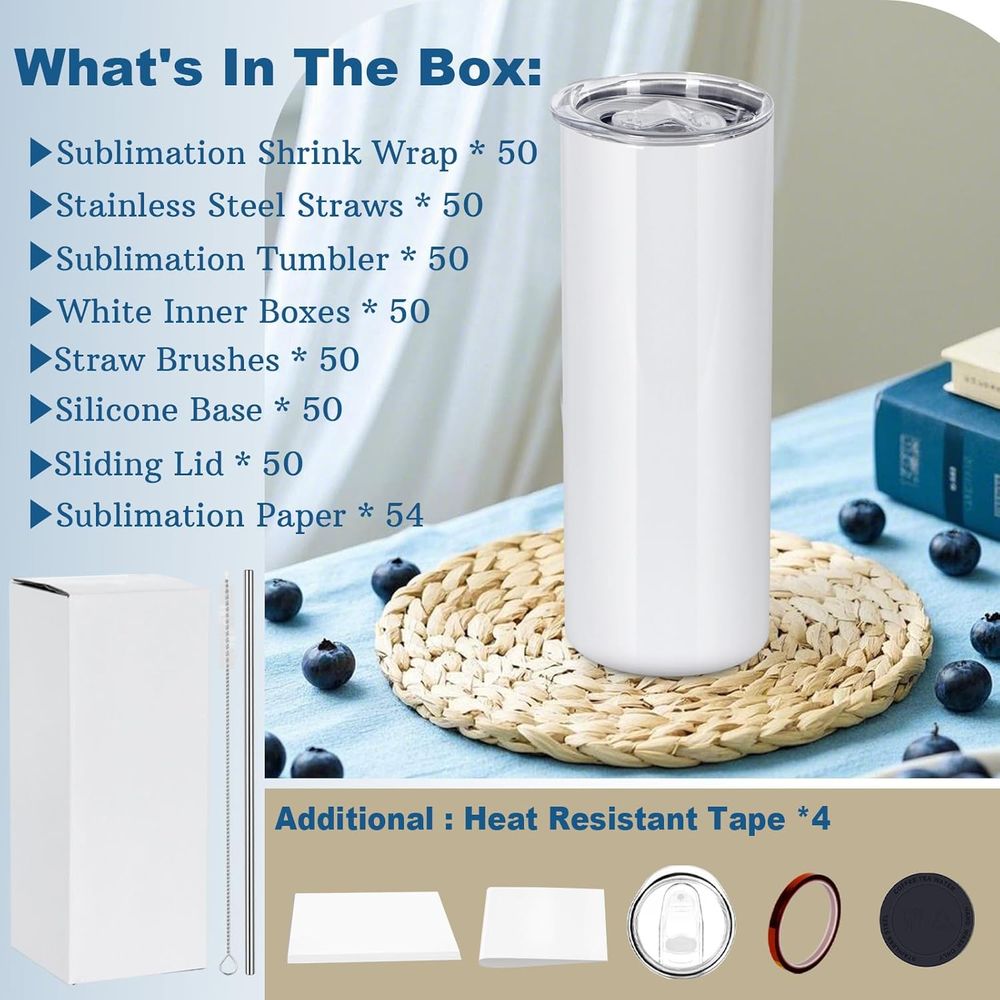50 Pack 20 OZ Sublimation Tumb - Tumbler 20Oz White avis et prix