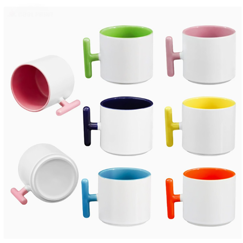 2PCS Creativity T-shaped handl - Sublimation Mug White avis et prix
