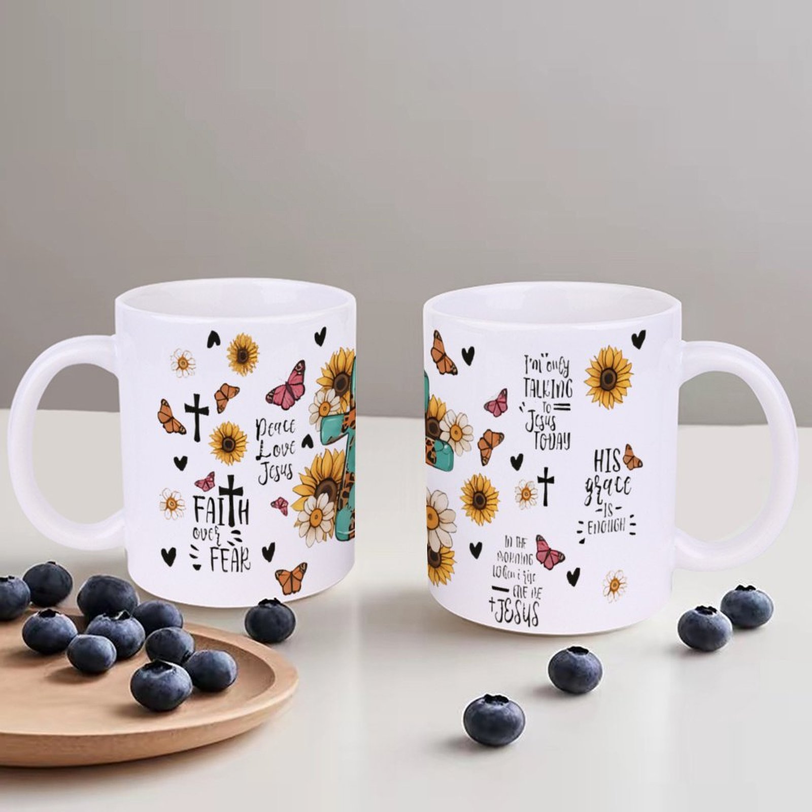 A Cross Surrounded By Sunflowe - Sublimation Mug White avis et prix