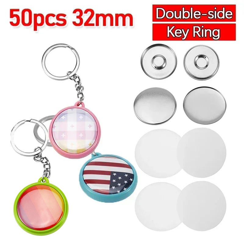 50pcs/Set 32mm Double-side Key - Button Badge Blank avis et prix