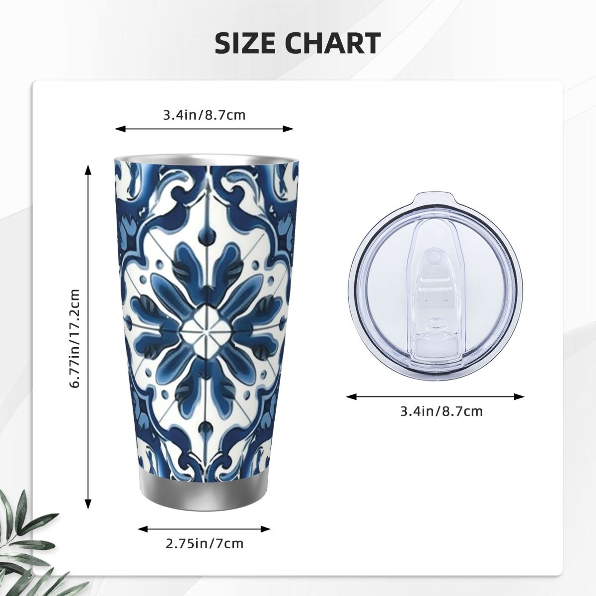 Blue And White Majolica Patter - Tumbler 20Oz White avis et prix