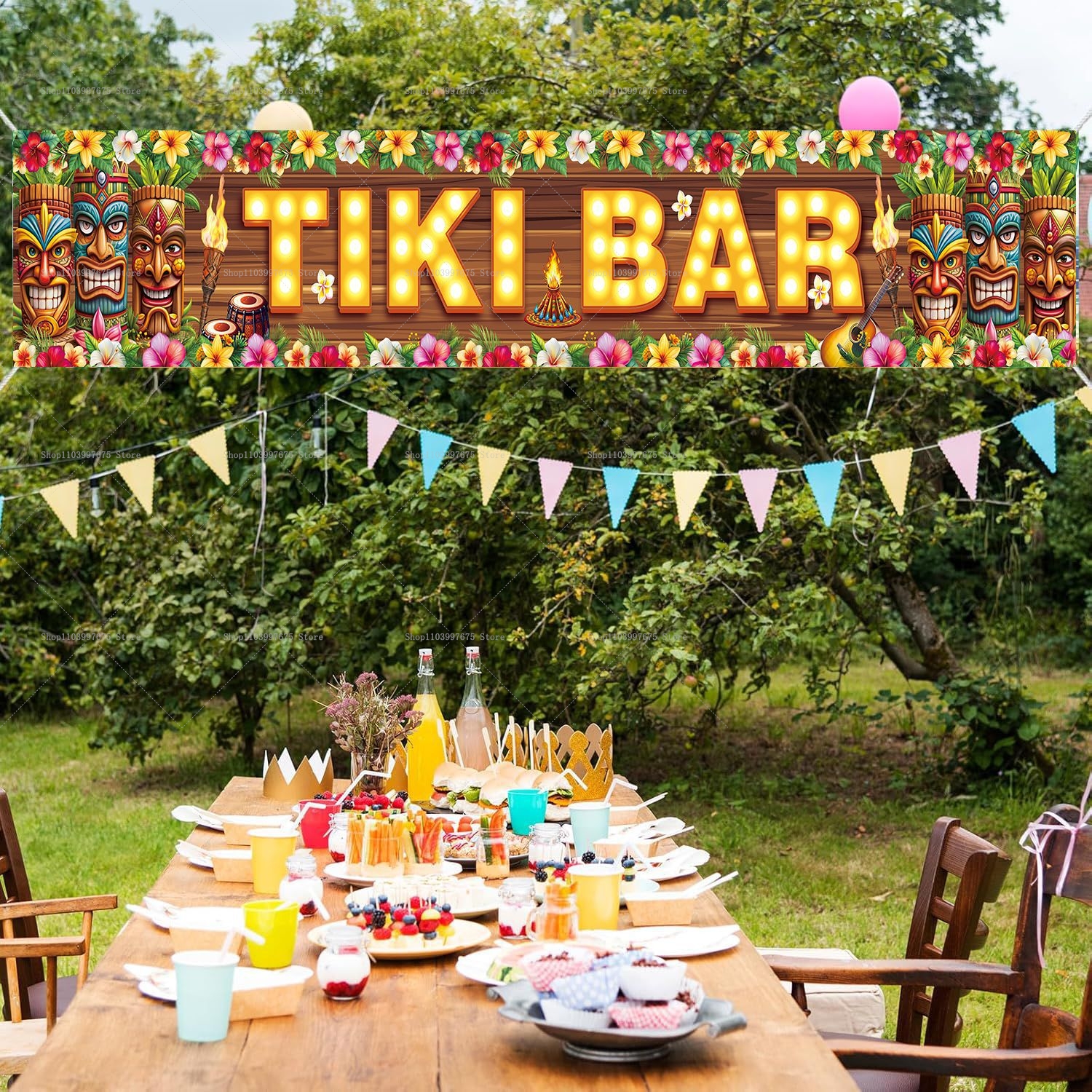 Vibrant Tiki Bar Banner Tropic - Yard Sign Blank avis et prix