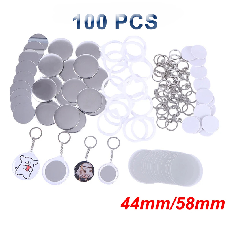 New 100PCS Key Ring Mirror Bla - Button Badge Blank avis et prix