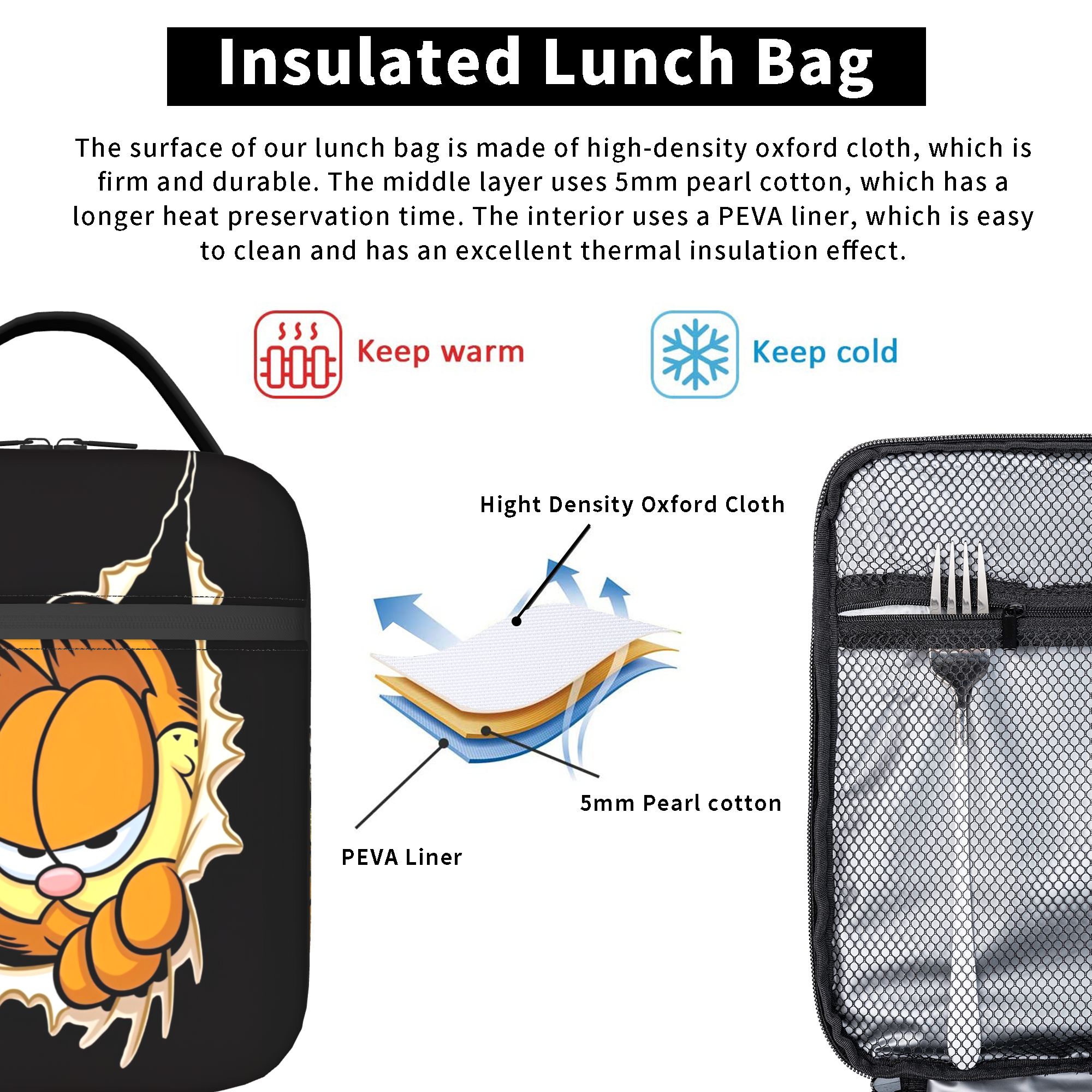 Garfielded Insulated Lunch Bag - Tote Bag Sublimation avis et prix