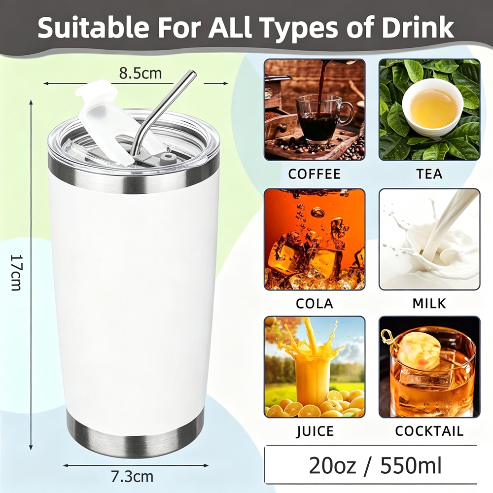 20oz Tumbler Mug with Lid and  - Tumbler 20Oz White avis et prix